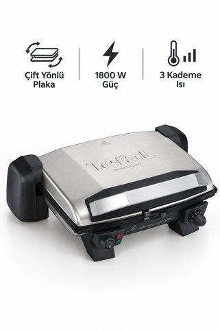 TEFAL Toast Expert İnox 1800W Çift Yönlü Döküm Plakalı Izgara ve Tost Makinesi Tartı hediye