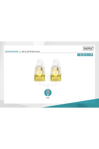 Digitus 0.5metre CAT7(CAT6A) S-FTP DK-1644-A-005 Gri Patch Kablo (10'lu Paket)
