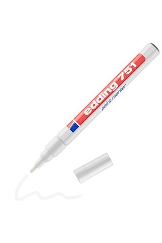 Edding 751 kalemi - beyaz - 1 kalem - 1-2 mm yuvarlak uç