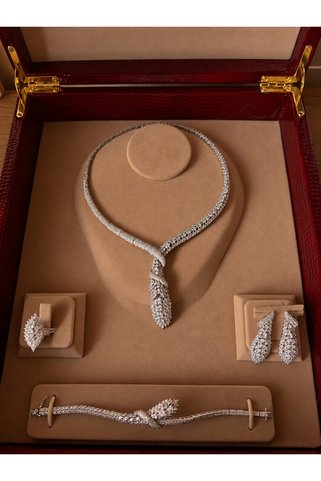 rive.jewelry Rive Premium Zirkon Taşlı Rodyum Kaplama Lüks Takı Seti