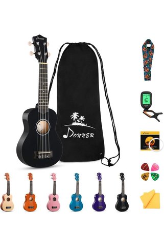 Donner DUS-10N Soprano Ukulele Seti (Siyah)