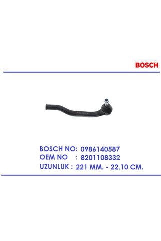 Bosch ROT BAŞI SAĞ CAPTUR J5 2013+ DACİA DUSTER 1-2 2010+ TÜM MOTOR TİPLERİ 8201108332 0986140587