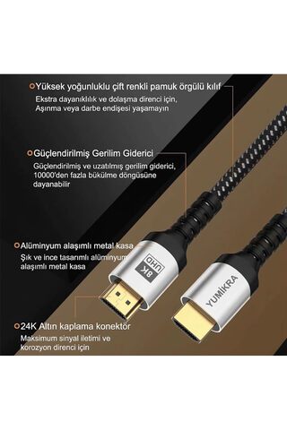 Ronanna Ultra Sertifikalı HDMI 2.1 Kablo, 8K@60Hz, 4K@240Hz, 48 Gbit/s, HDMI Sertifikalı, Alüminyum Gövde -