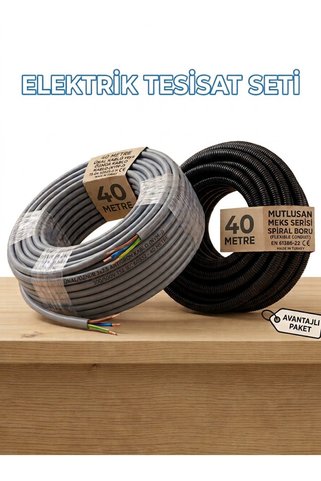 ÖZNUR 40 Metre 3x2.5 Antigron Kablo & 40 Metre Spiral Boru Avantajlı Paket