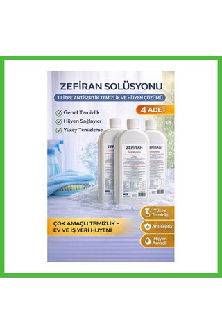 VAVENİ Zefiran Solüsyonu 1 Litre 4 Adet Set Antiseptik Hijyen ve Çok Amaçlı Temizlik Solüsyonu ARZ