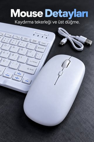 Lisinya Kablosuz Klavye Mouse Seti Beyaz Türkçe Q -