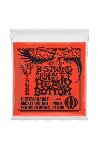 Ernie Ball Sıska Üst Ağır Alt Slinky 8-String Elektro Gitar Telleri, Ölçü 9-80