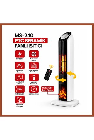 Bezos PTC Seramik Fanlı Elektrikli Isıtıcı Kumandalı PRO