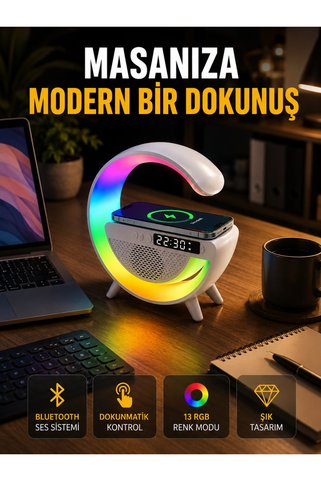 Angel Of Life 13 Renk Seçenekli Kablosuz Şarj Cihazlı LED Lamba