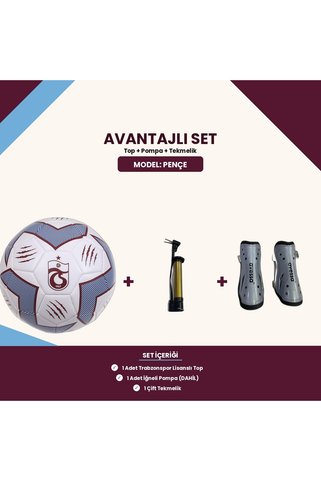 Trabzonspor Lisanslı Pence 5 Numara Futbol Topu + Pompa + Tekmelik - Avantajlı Set