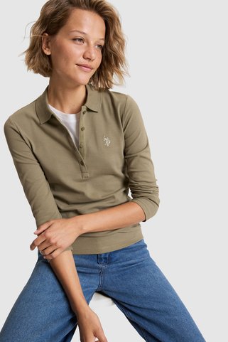 U.S. Polo Assn. Kadın Haki Basic Sweatshirt 50326760-VR027