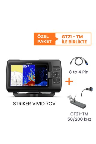 Garmin Striker Vivid 7cv GPS Balık Bulucu Sonar GT21-TM' li Paket