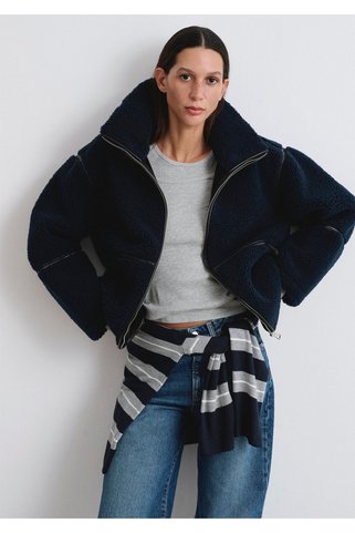Mavi Lacivert Sherpa Ceket Loose Fit / Bol Rahat Kesim 1110719-90372
