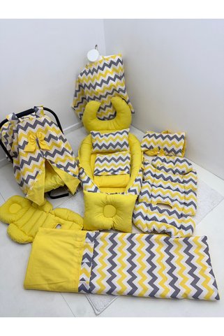 Balamira sarı zikzak oval 13 lü babynest seti