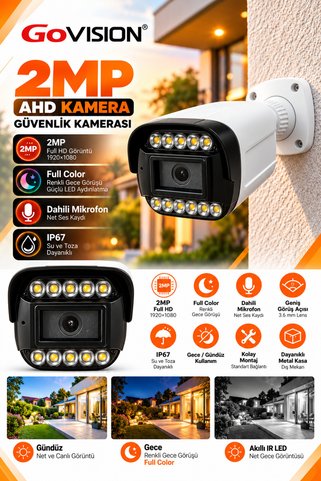 PRONEX GoVision 2MP AHD Full Color Gece Görüşlü Kamera