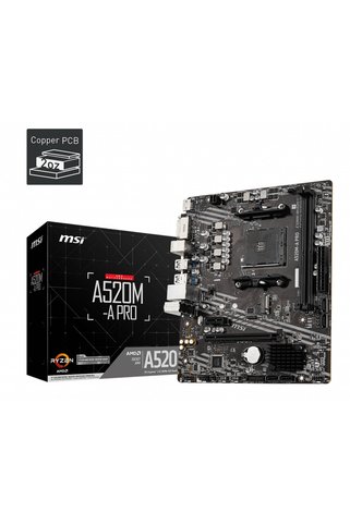 MSI A520M-A PRO DDR4 4600MHZ 1XHDMI 1XDVI 1XM.2 USB 3.2 MATX AM4 (AMD AM4 5000/4000/3000 SERİ STRSNL