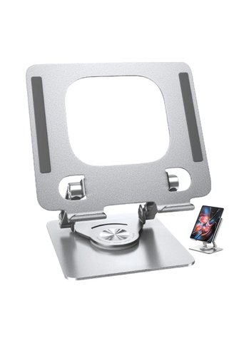 Rever Tablet Standı 360° Dönen Metal Masaüstü Açılı Katlanabilir Tablet Tutucu Stant