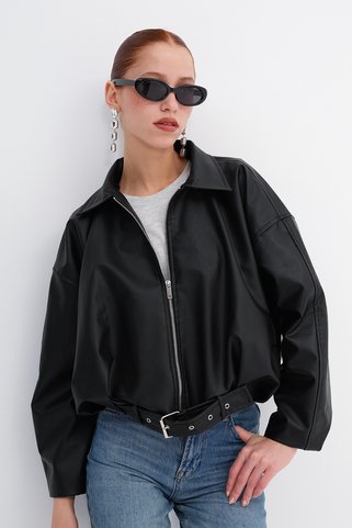 Addax Suni Deri Kemerli Bomber Ceket C3137