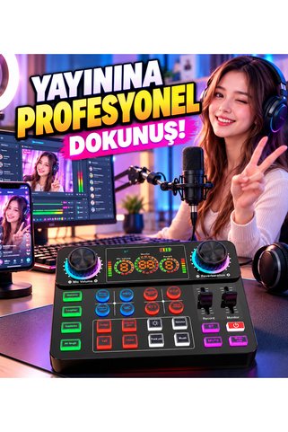 MATECHNO PC Bilgisayar Telefon Canlı Yayın Ses Kartı Efekleri Tiktok Twitch İnstagram Yayın Mikser Ses Kartı