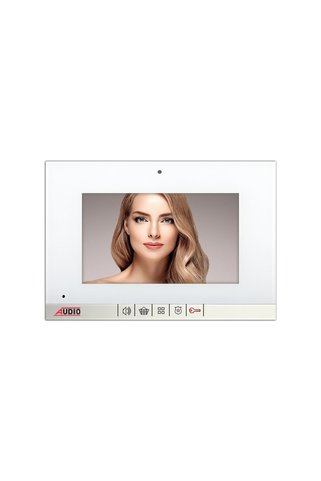 AUDİO 001190 7 inç Slim Handsfree Görüntülü Diafon, Mekanik Butonlu, Beyaz (Metalik Boyalı)