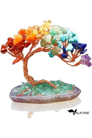 KC NATURAL 7 Çakra Reiki Para Ağacı – Doğal Kristal Taş Dekor, Enerji Dengeleme, Feng Shui, Şans ve Pozitif Ene