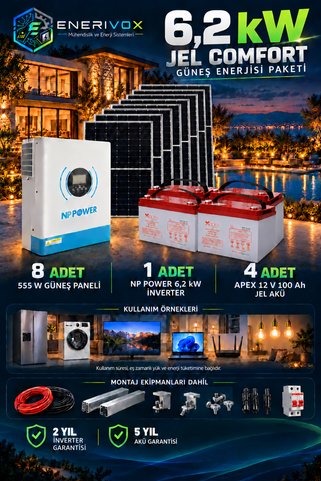 Enerivox 6.2Kw Comfort Jel Güneş Enerji Sistemi Paketi