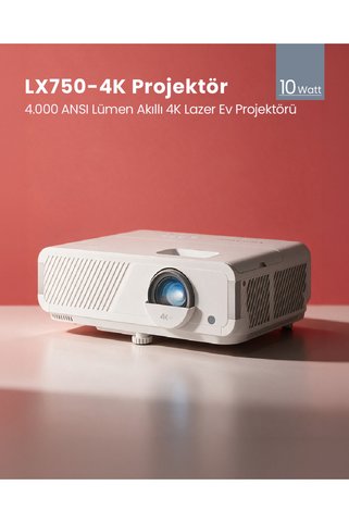 ViewSonic LX750-4K 4.000 ANSI Lümen Akıllı 4K Lazer Ev Projektörü
