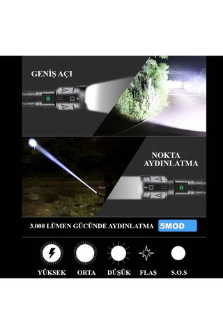 3000 Lümen Güçlü El Feneri Wt-604