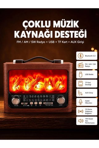 Solar Panelli Alev Işıklı Bluetooth Hoparlör – Çoklu Giriş, Uzun Pil Ömrü