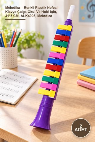 Yenilig 2 Adet Melodika – Renkli Plastik Nefesli Klavye Çalgı, Okul Ve Hobi İçin, 41*5 CM, ALK4903, Melodica