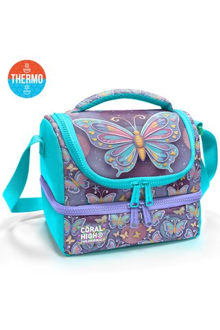 Coral High Kids Pastel Renkli Kelebek Desenli Thermo İki Katlı Beslenme Çantası 37203
