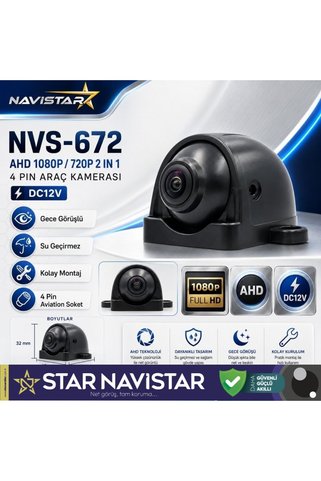 Navistar AHD 1080P/720P Profesyonel AHD Yan Araç Kamerası IP67 Su Geçirmez Kompakt Tasarım