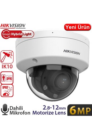 Hikvision DS-2CD1763G2-LIZSU 6MP 2.8-12MM 120dB WDR Dual Light MD PoE IR Dome IP Kamera. 50 m