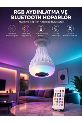 Kablosuz Bluetooth Hoparlör Led Lamba