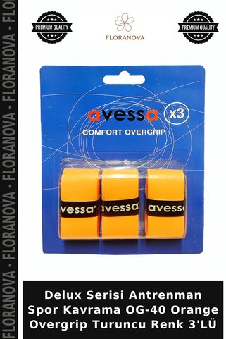 Floranova Delux Serisi Antrenman Spor Kavrama OG-40 Orange Overgrip Turuncu Renk 3'LÜ