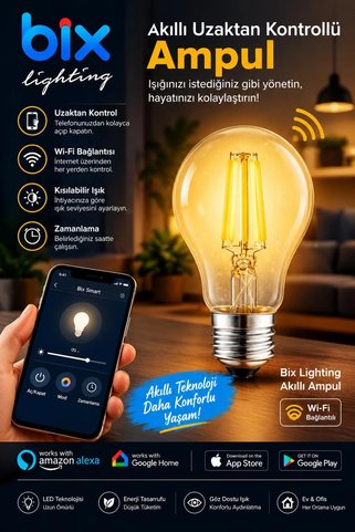 FMA 6W Daylight A+ Akıllı Ampul WiFi Uzaktan Kontrol Dim Edilebilir Alexa Google Uyumlu E27 Sarı