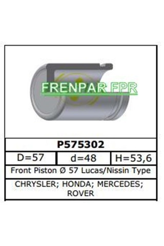 FPR Fren Kaliper Pistonu Ön Honda Accord, Chreysler PT.Cruiser, Mercedes A 160, Rover 600