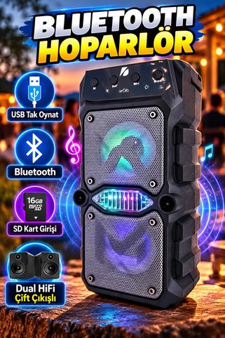canrodi KTS 1096 Çift Çıkışlı Bluetooth Hoparlör | Güçlü Bas Ses Bombası