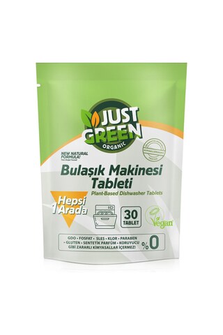 Just Green 2 Adet Organik Bulaşık Makinesi Tableti 30'lu 480 G