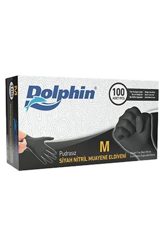 Dolphin 4 Adet Nitril Pudrasız Eldiven Siyah