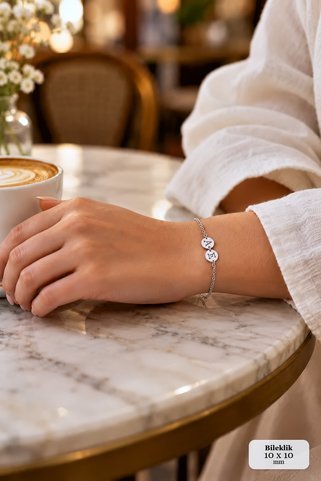 Ay Işığı Atölye 925 Ayar Gümüş Küçük Disk Silver Renk Zarif ve Minimal Bileklik