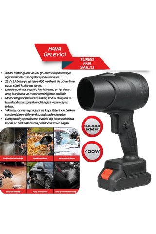 REPLAX Sarjlı Oto Turbo Jet Fan Hava Üfleyici Araç Kurutma Toz Temizleme 130000 RPM 400W