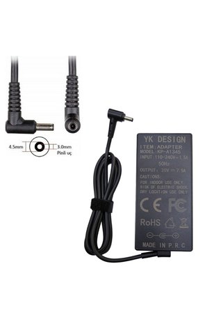 yk desing Asus TUF / ROG Uyumlu 20V 7.5A 150W Adaptör Şarj Aleti 4.5x3.0mm
