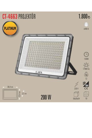 Cata ct-4663 200w led projetör 1 adet beyaz ışık