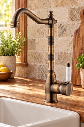 KUSTAR Retro Rustik Nostal Antik Porselen Mutfak Eviye Bataryası