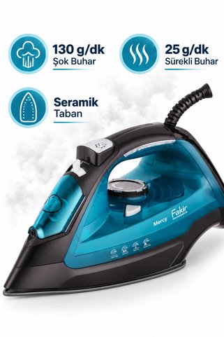 Fakir Mercy 130 g/dk Şok Buhar Buharlı Ütü Mutfak Tartısı Hediye (Onerous)