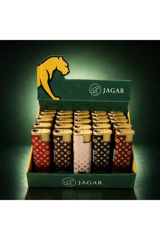 jagar Çiçek Monogram Desenli Gold Kapaklı Çakmak 25'li Kutu