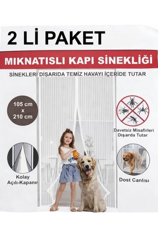 AKSOY Aksu Beyaz Mıknatıslı Kapı Sinekliği 105x210Cm (2'Lİ PAKET)