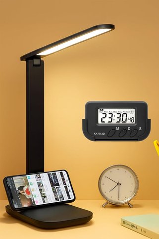 HANEL 2li SET Şarjlı Masa Lambası + Kronometreli Öğrenci Saati MOD Ayarlı Ders Çalışma Okuma Lambası 7032S