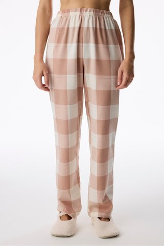 Penti Bej Quinn Checked Pamuklu Flanel Ekoseli Pijama Altı